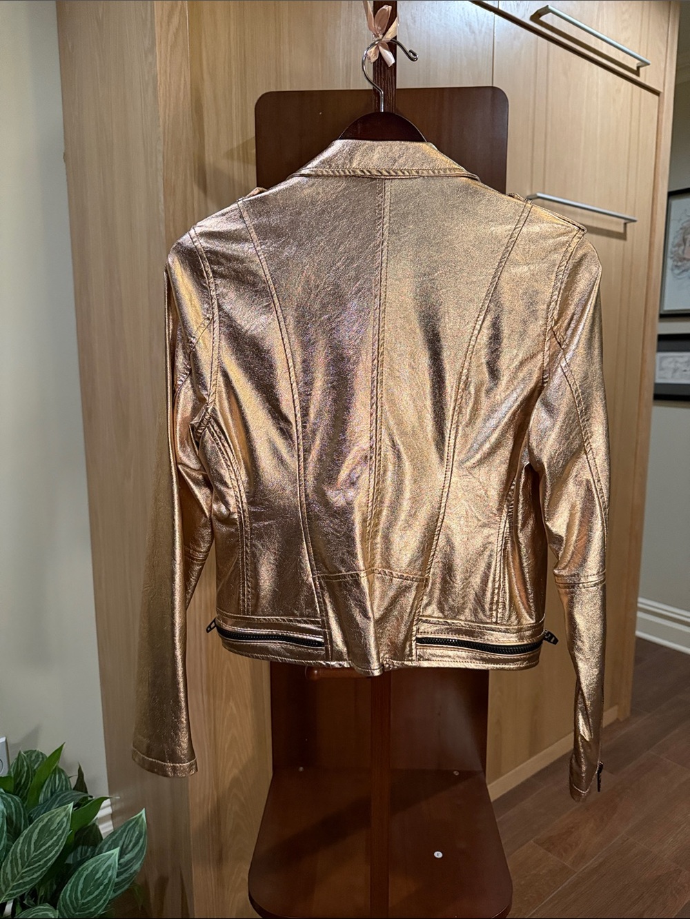 Blank NYC Metallic Rose Gold Moto Leather Jacket - Picture 4 of 4